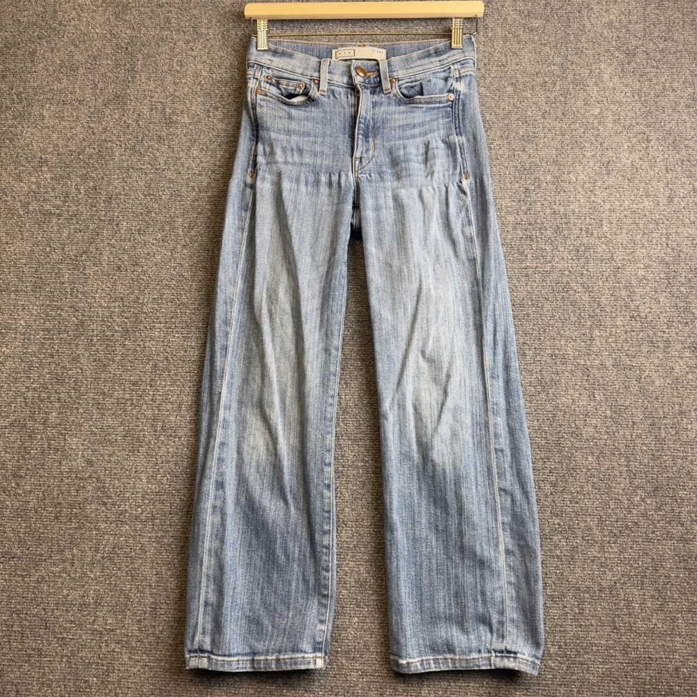 AYR The Pop Jeans Womens 25S Blue Wide Leg Denim High Rise Light Wash Made In LA